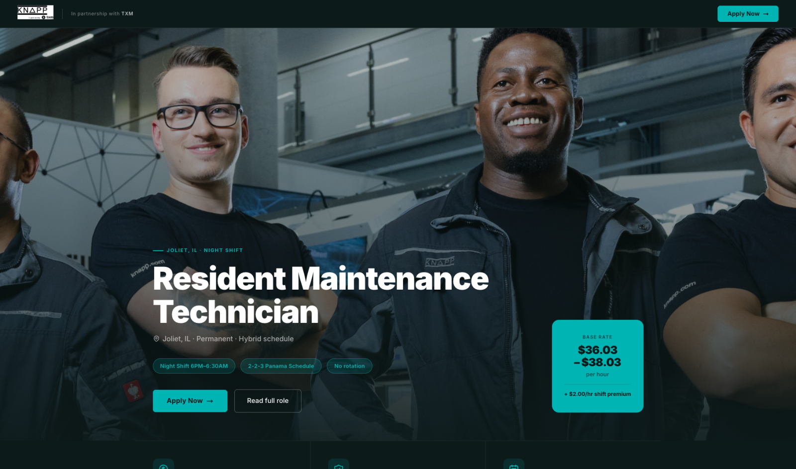A job page on an industrial engineering careers site